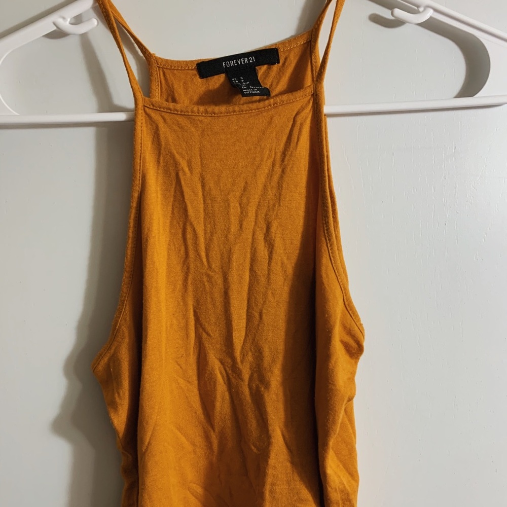Mustard crop top.